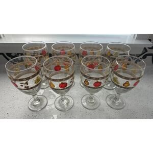 Set Of 8 Vintage Country Orchard 12 Ounce Water/wine Goblets By Block